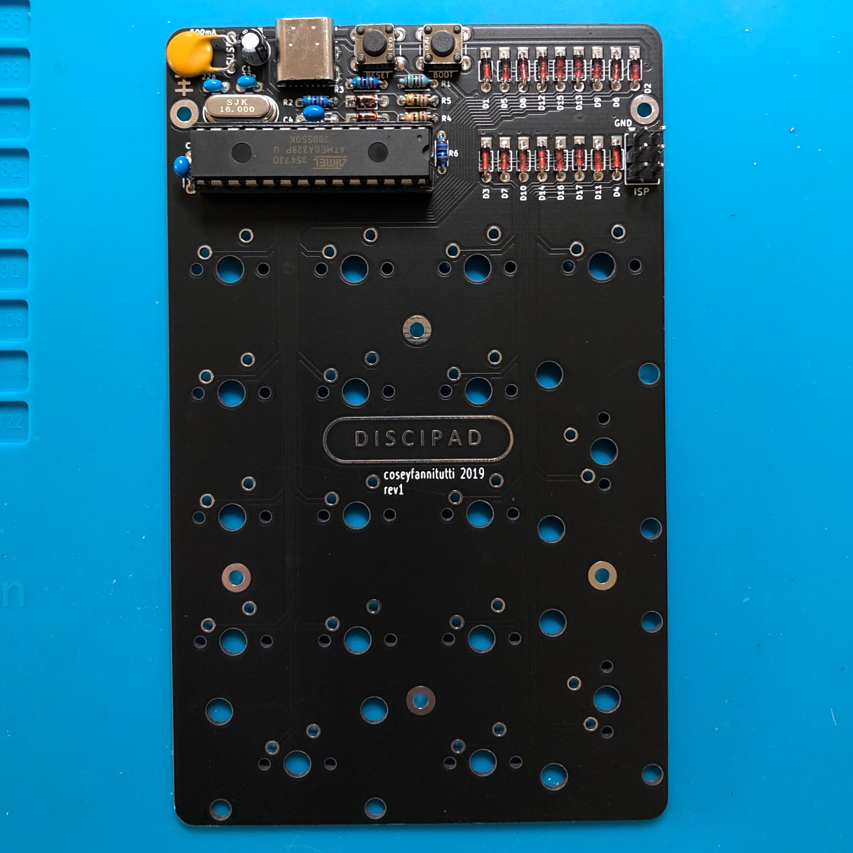 Circuit board with components soldered