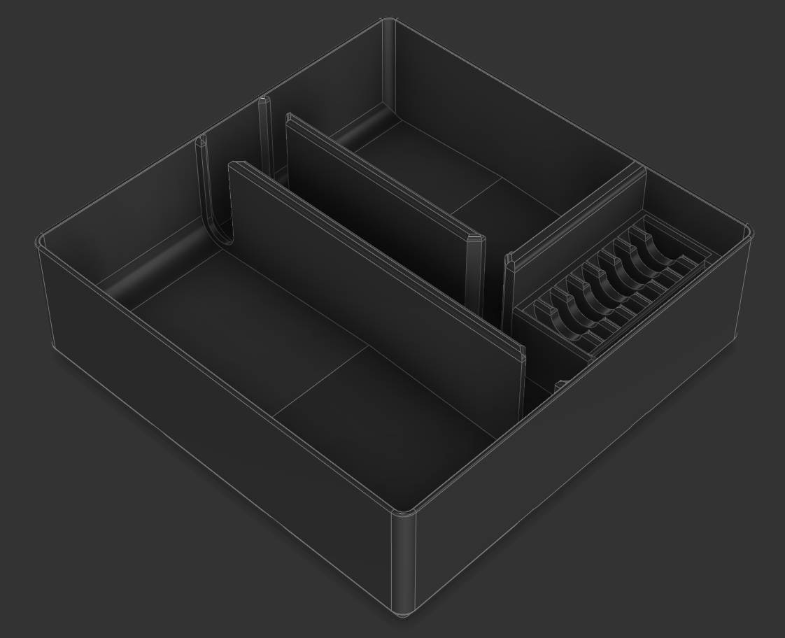 A 3d model of a custom gridfinity battery holder
