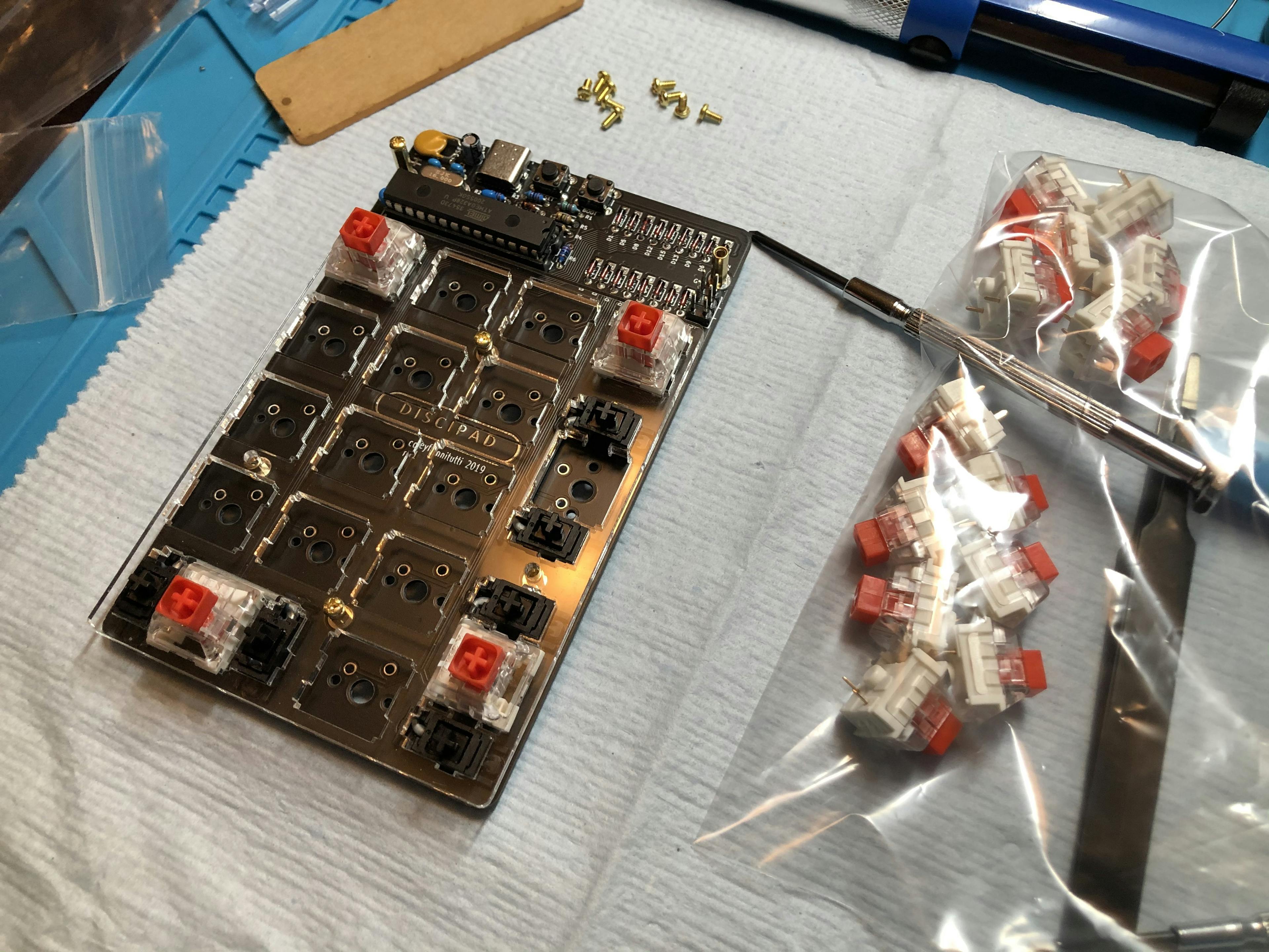 Soldering keyboard switches and attaching stabilizers