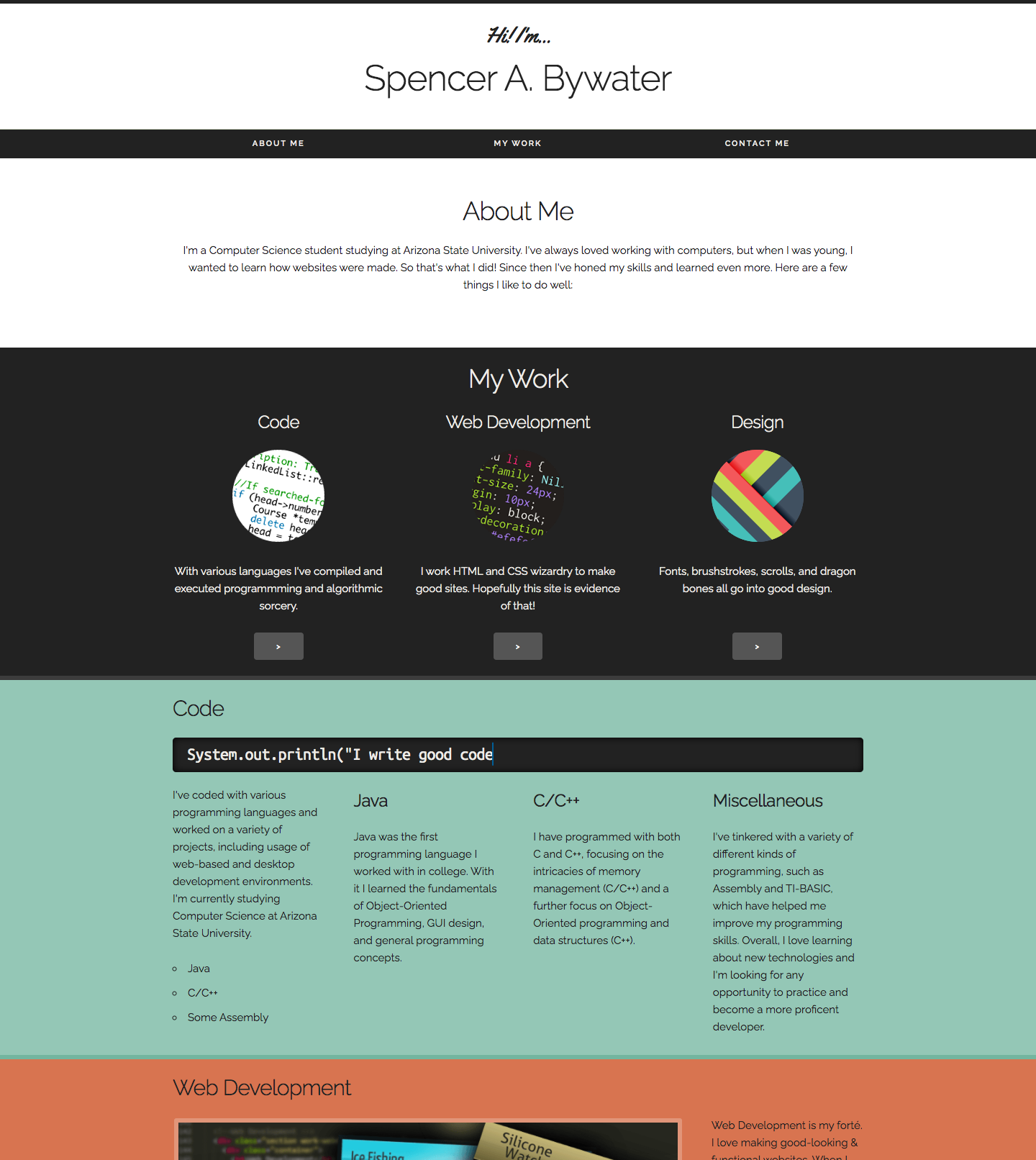 A screenshot of how spencerbywater.com used to look